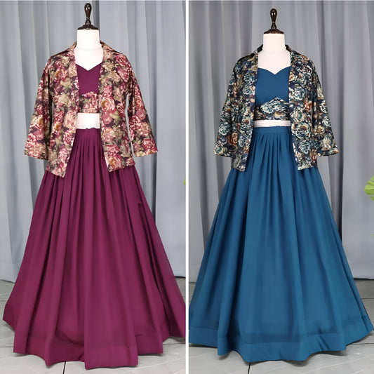 Heavy premium Designer Indowestern lehenga choli with koti Readymade Indian Dress